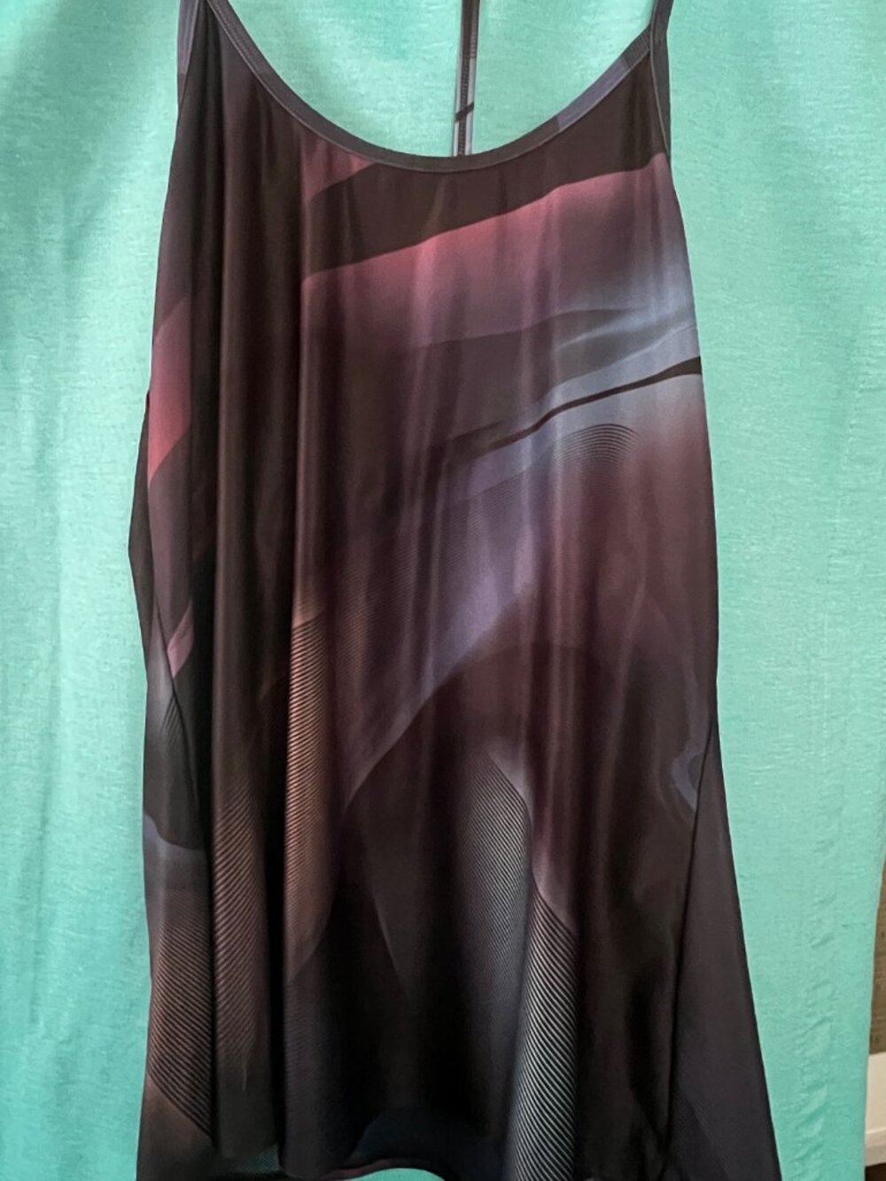 Wear It to Heart WITH strappy workout top purple blue abstract size L